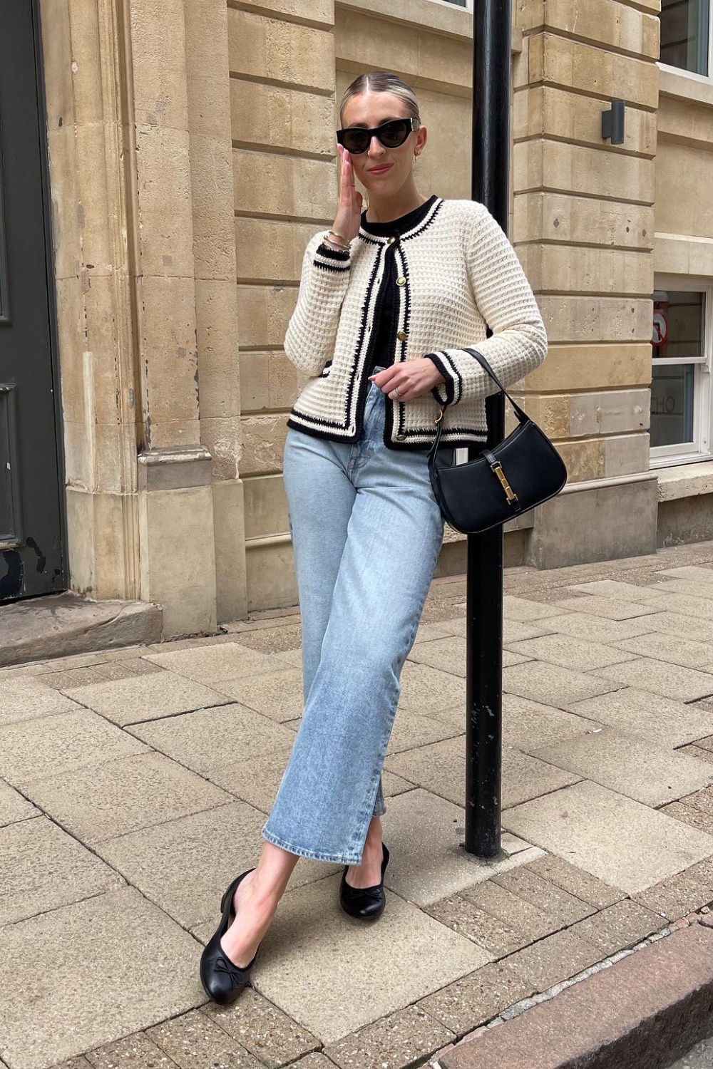 Cream Cardigan and Cropped Jeans