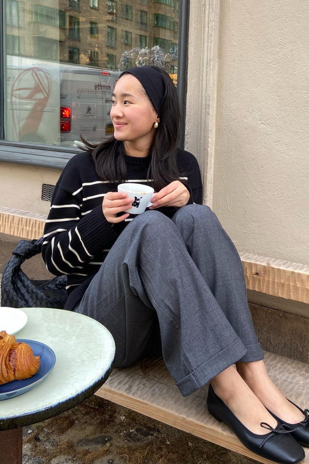 Striped Sweater and Wide-Leg Trousers