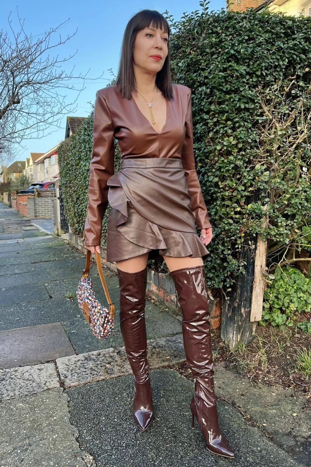 All-Brown Leather Ensemble