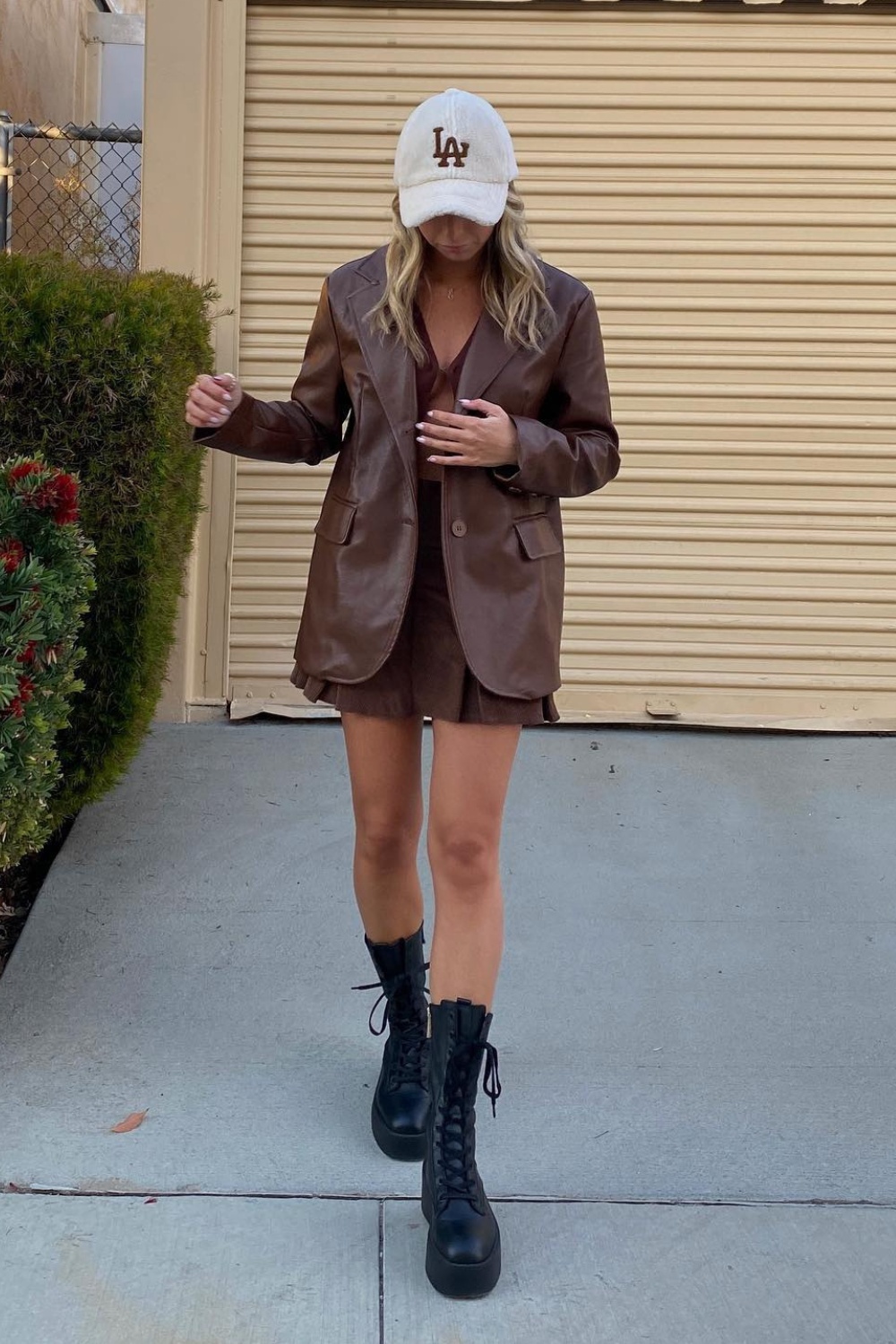 Leather Blazer and Mini Skirt