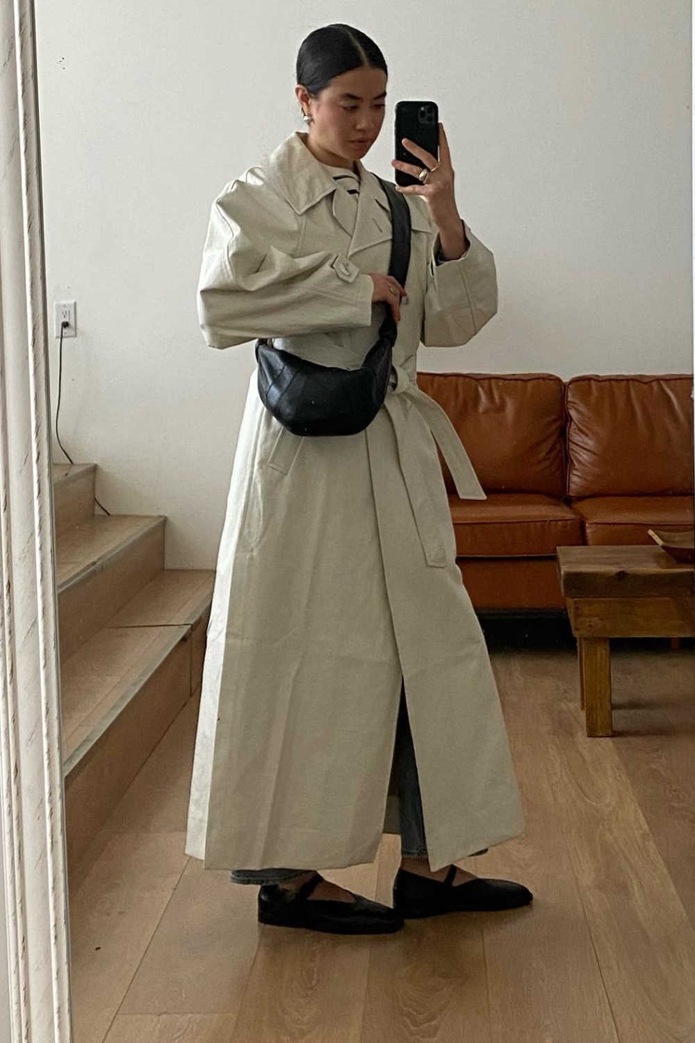 Light-Colored Ultra-Maxi Trench Coat Outfit