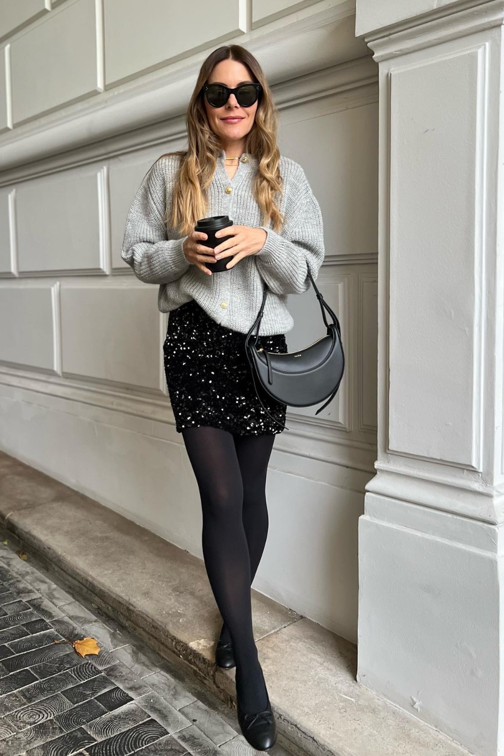 Cozy Cardigan and Sequin Skirt Combo