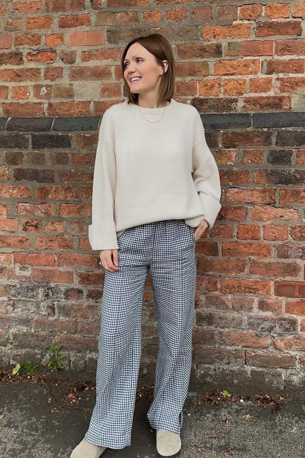 Cozy Oversized Sweater and Gingham Pants