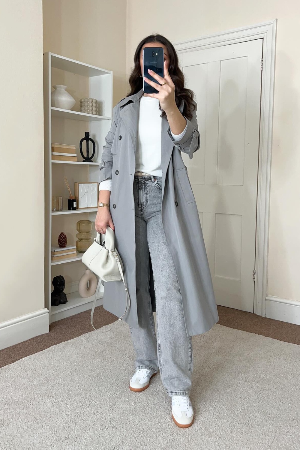 Trendy Trench Coat and Wide-Leg Jeans