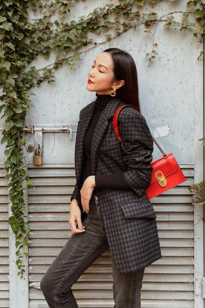 Plaid Blazer and Jeans