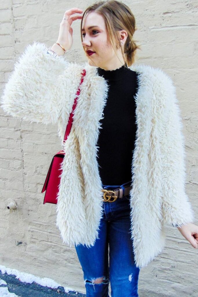 Fuzzy Coat and Jeans