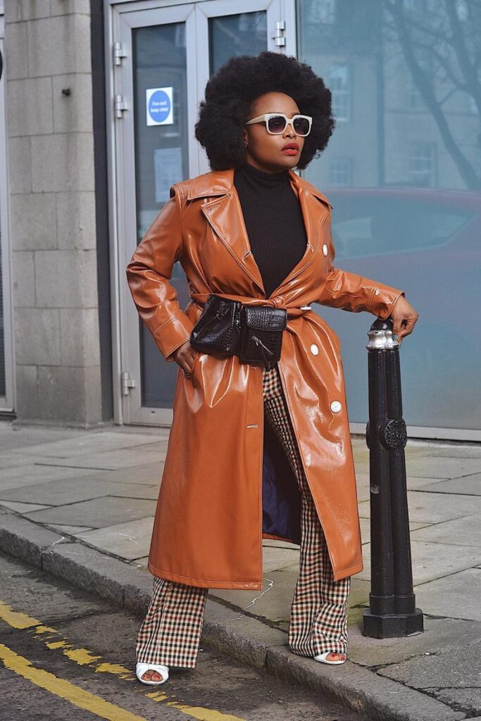 Leather Trench and Wide-Leg Pants