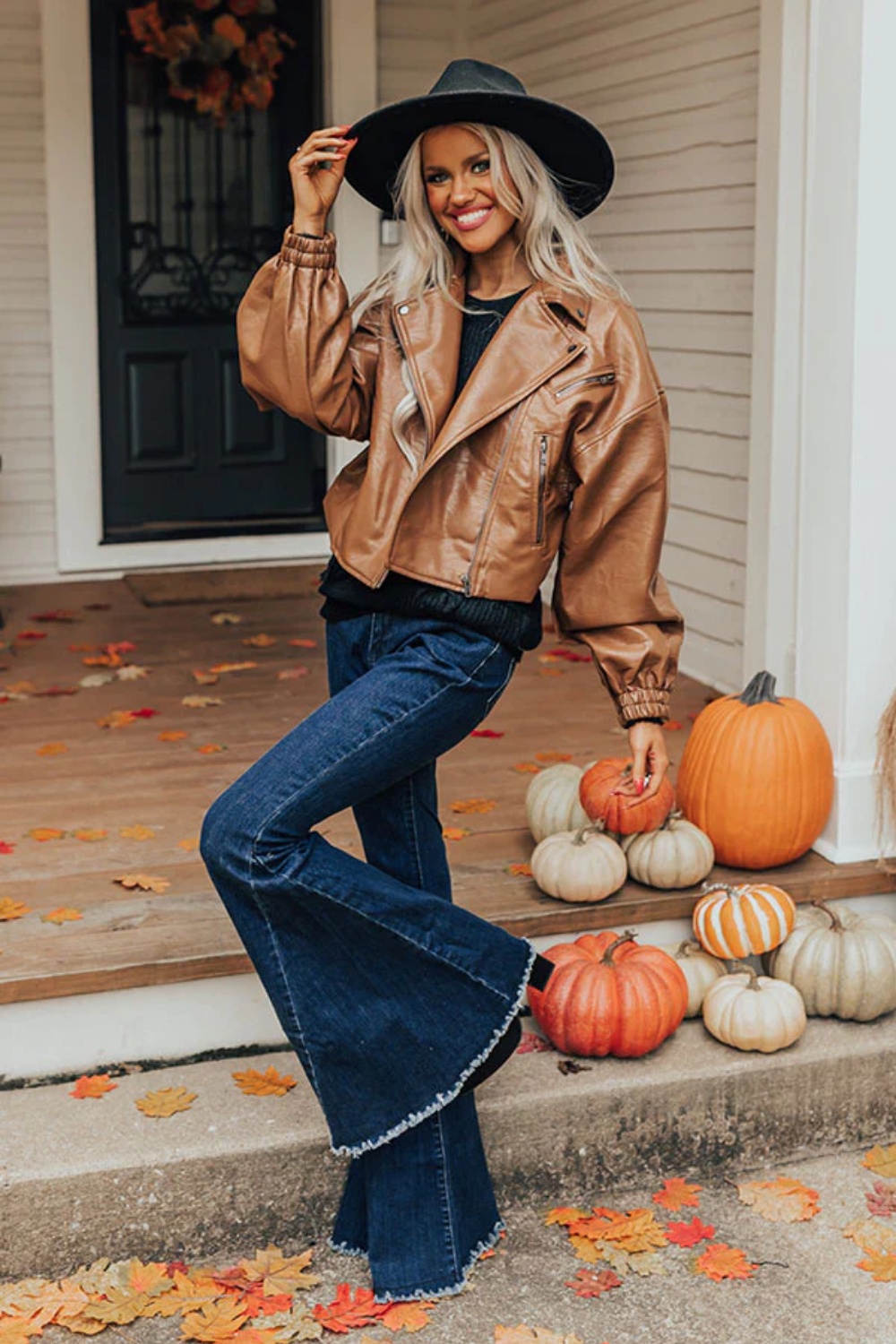 Sweater and Faux Leather Look