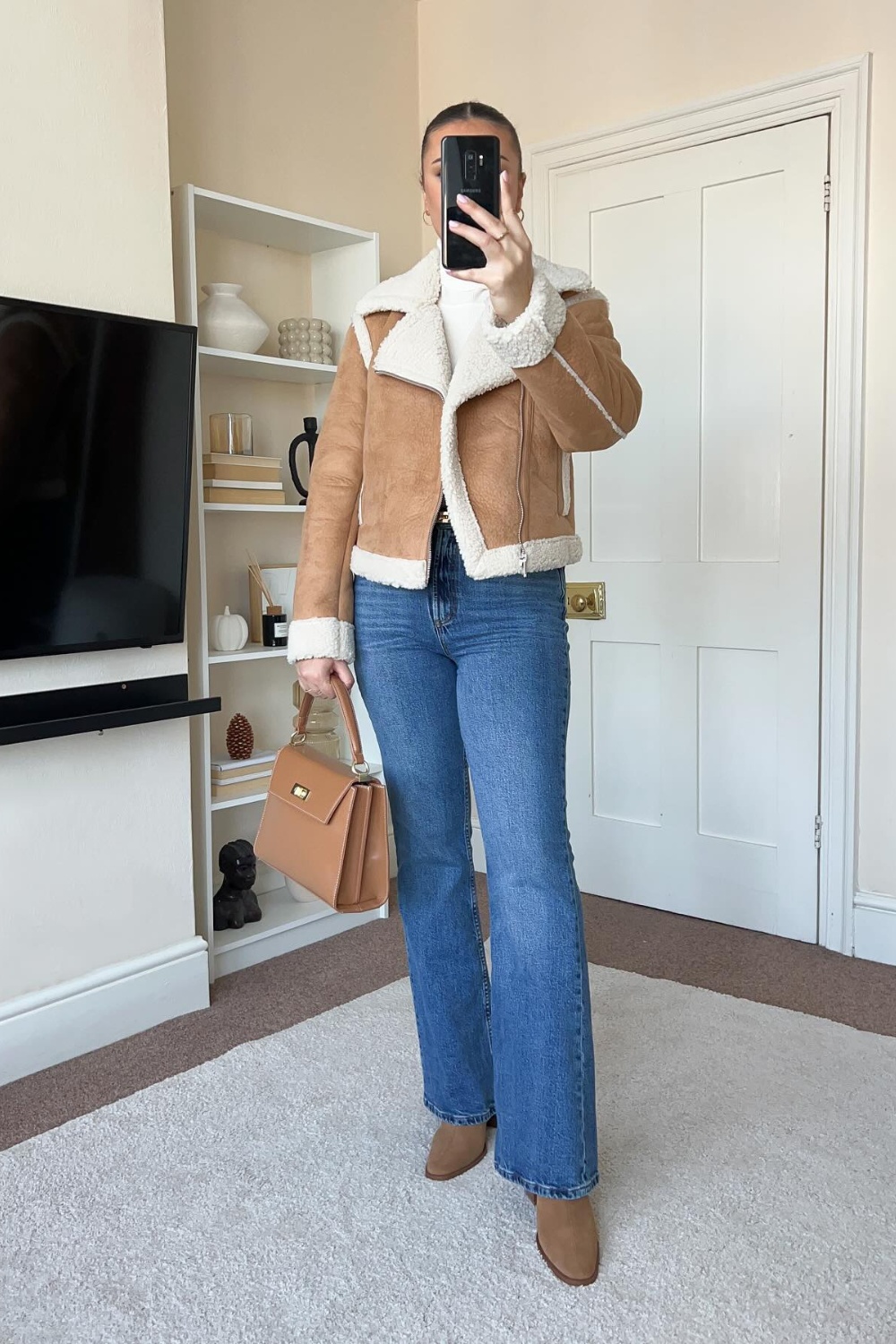 Cozy Shearling and Denim Combo