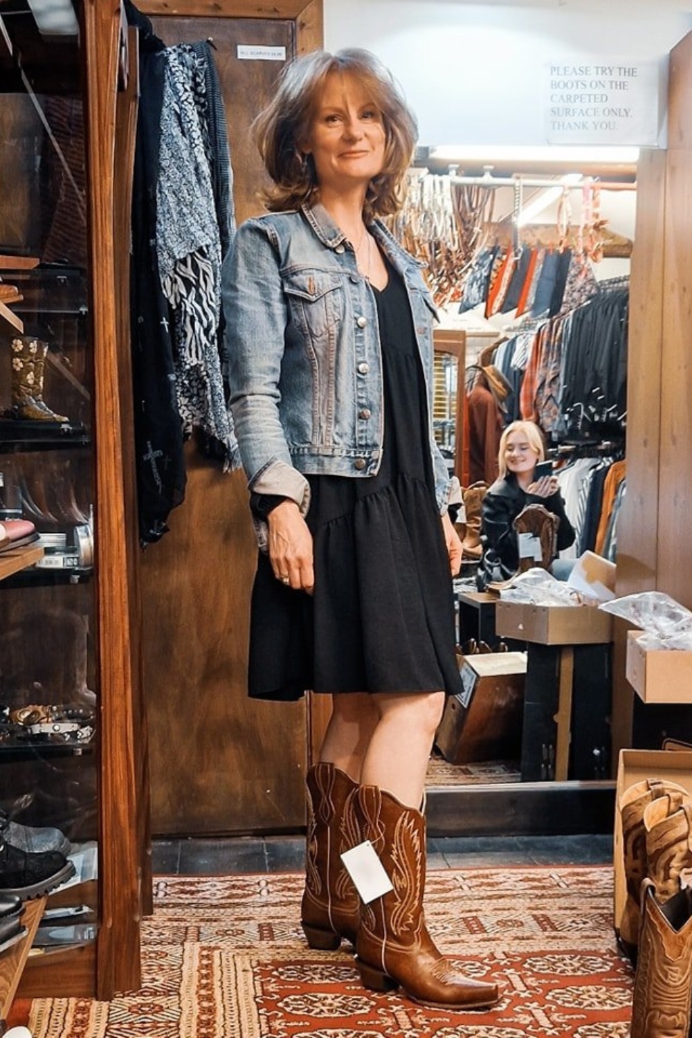 Sleeveless Dress with Denim Jacket