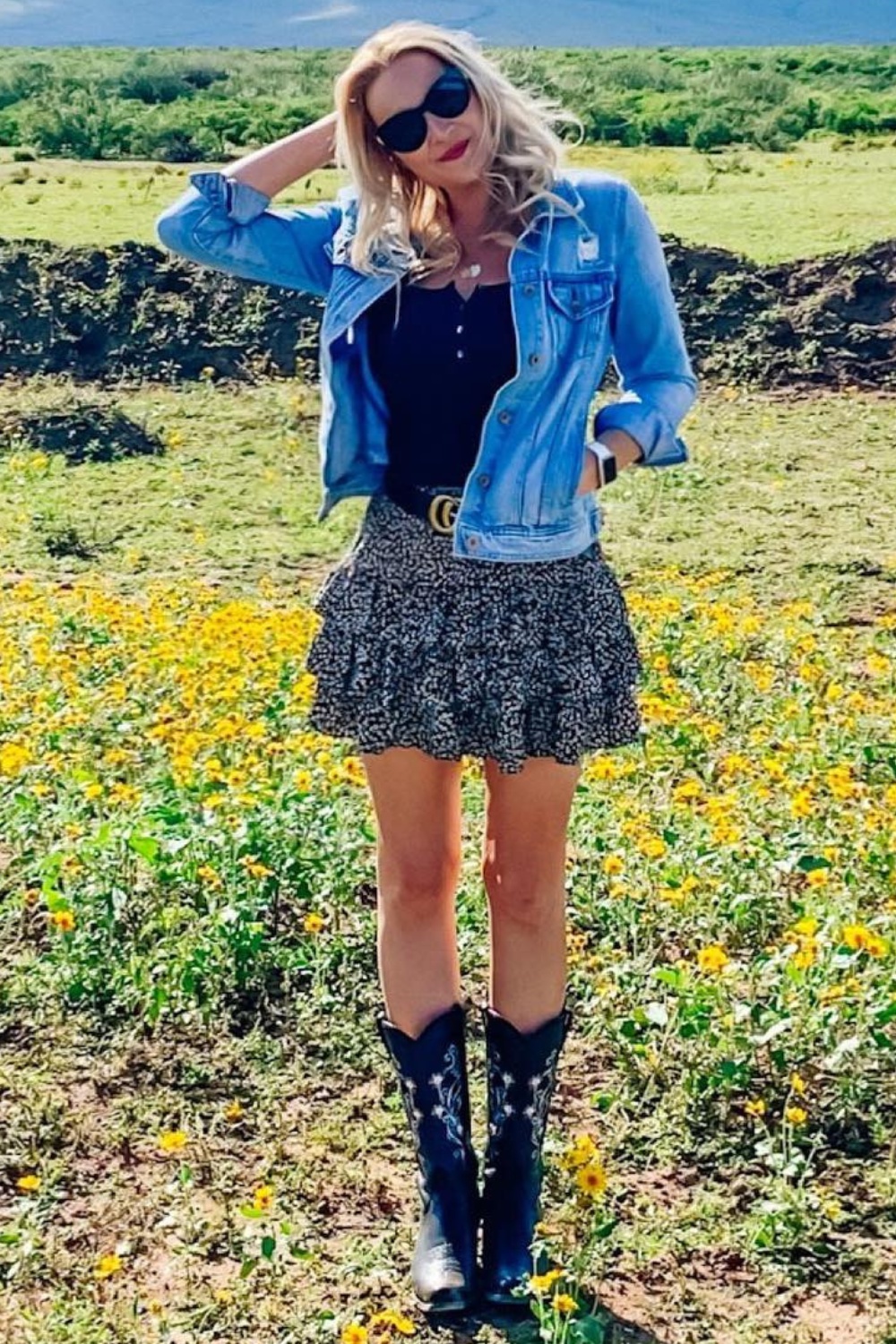 Denim Jacket and Floral Skirt