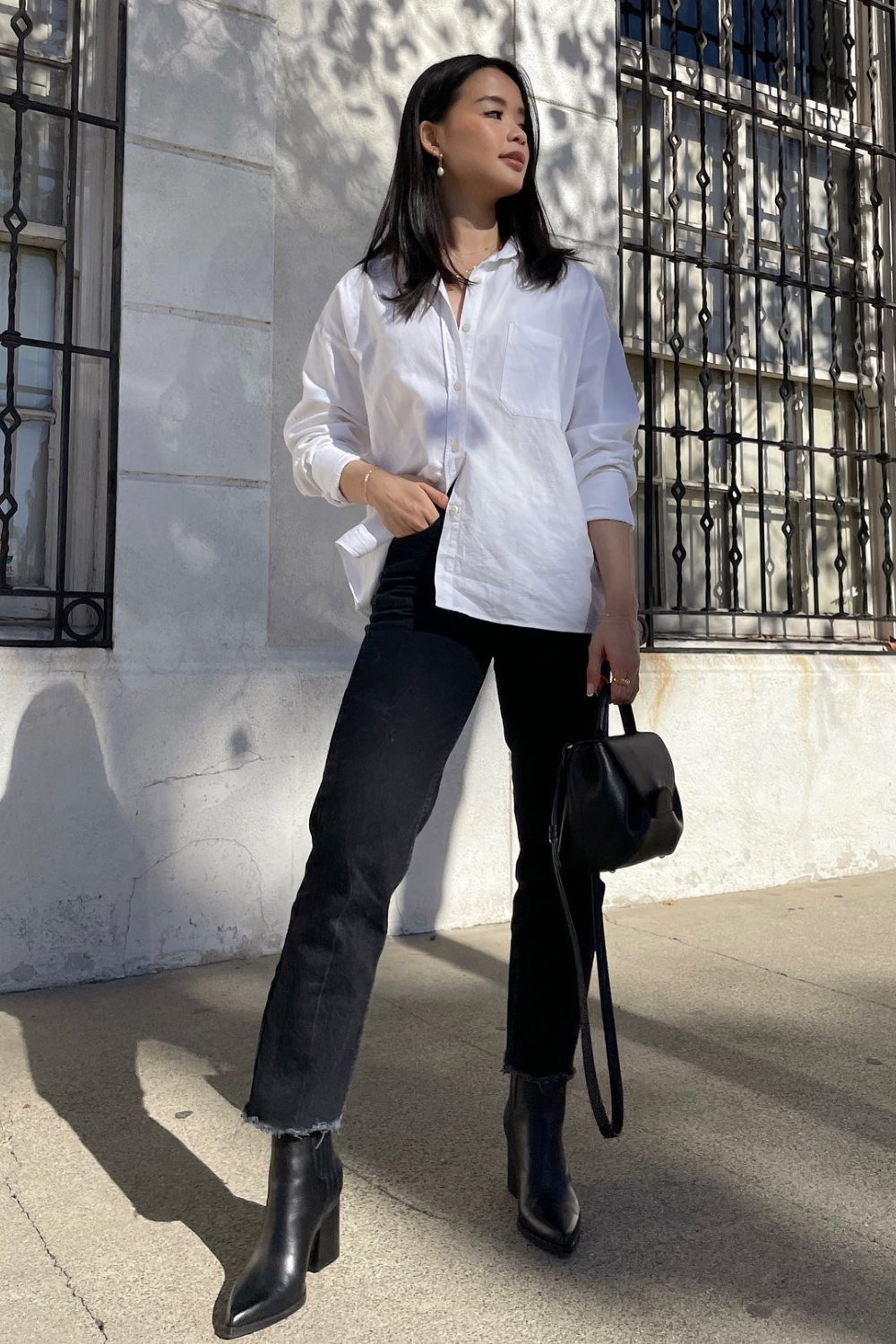 Black Straight-Leg Jeans and Ankle Boots