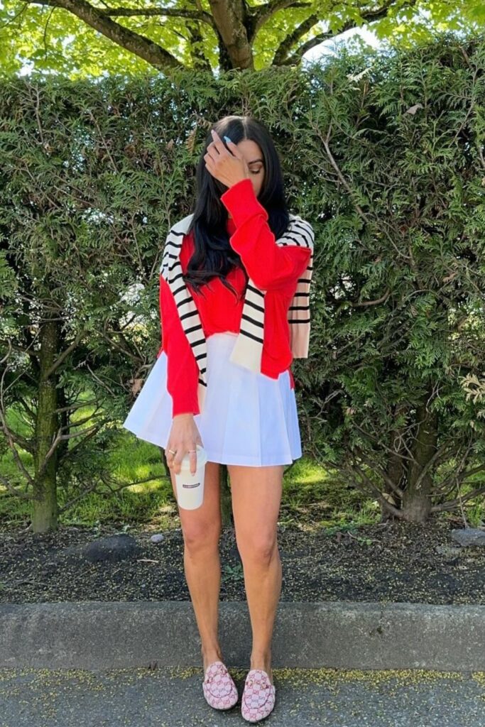 Preppy Cardigan and Striped Shirt Combo