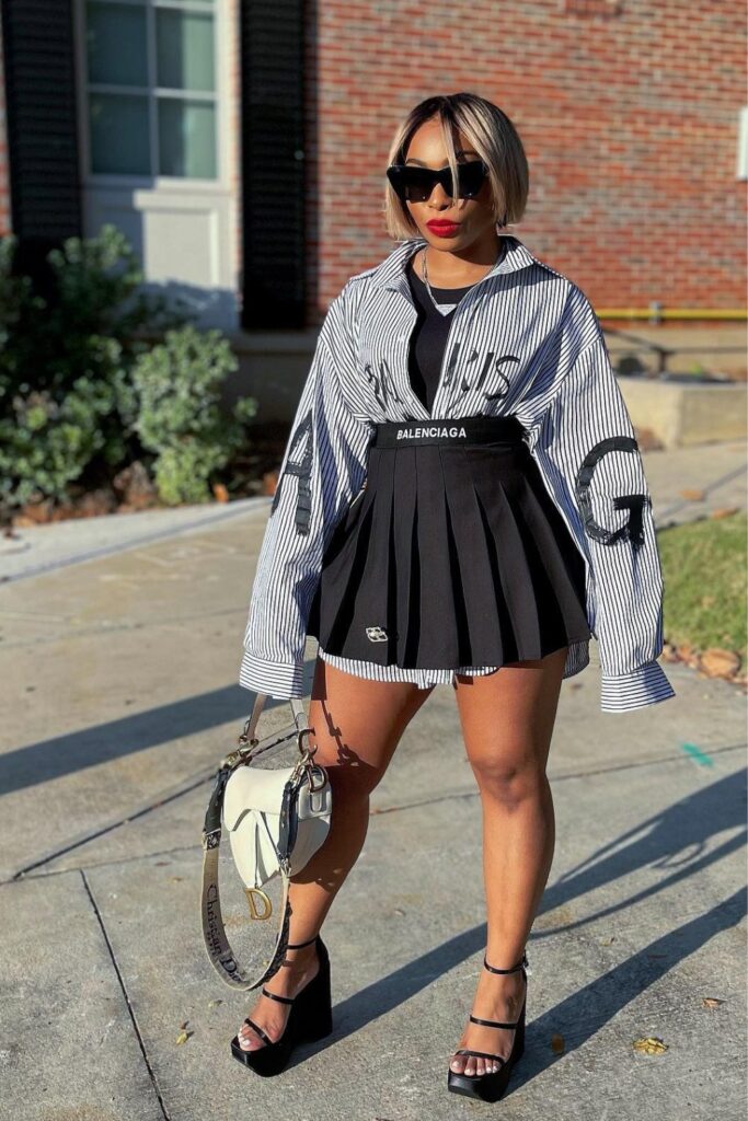 Preppy Striped Shirt and Skirt