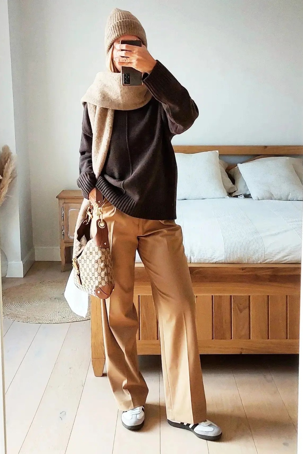 Cozy Chic: Oversized Sweater and Wide-Leg Trousers