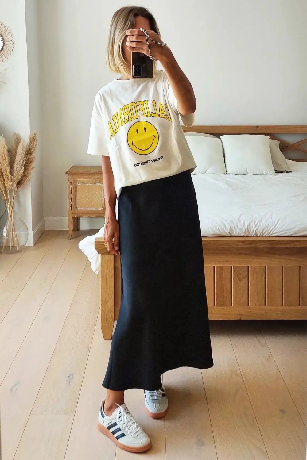 Graphic and Flowing: T-Shirt and Maxi Skirt