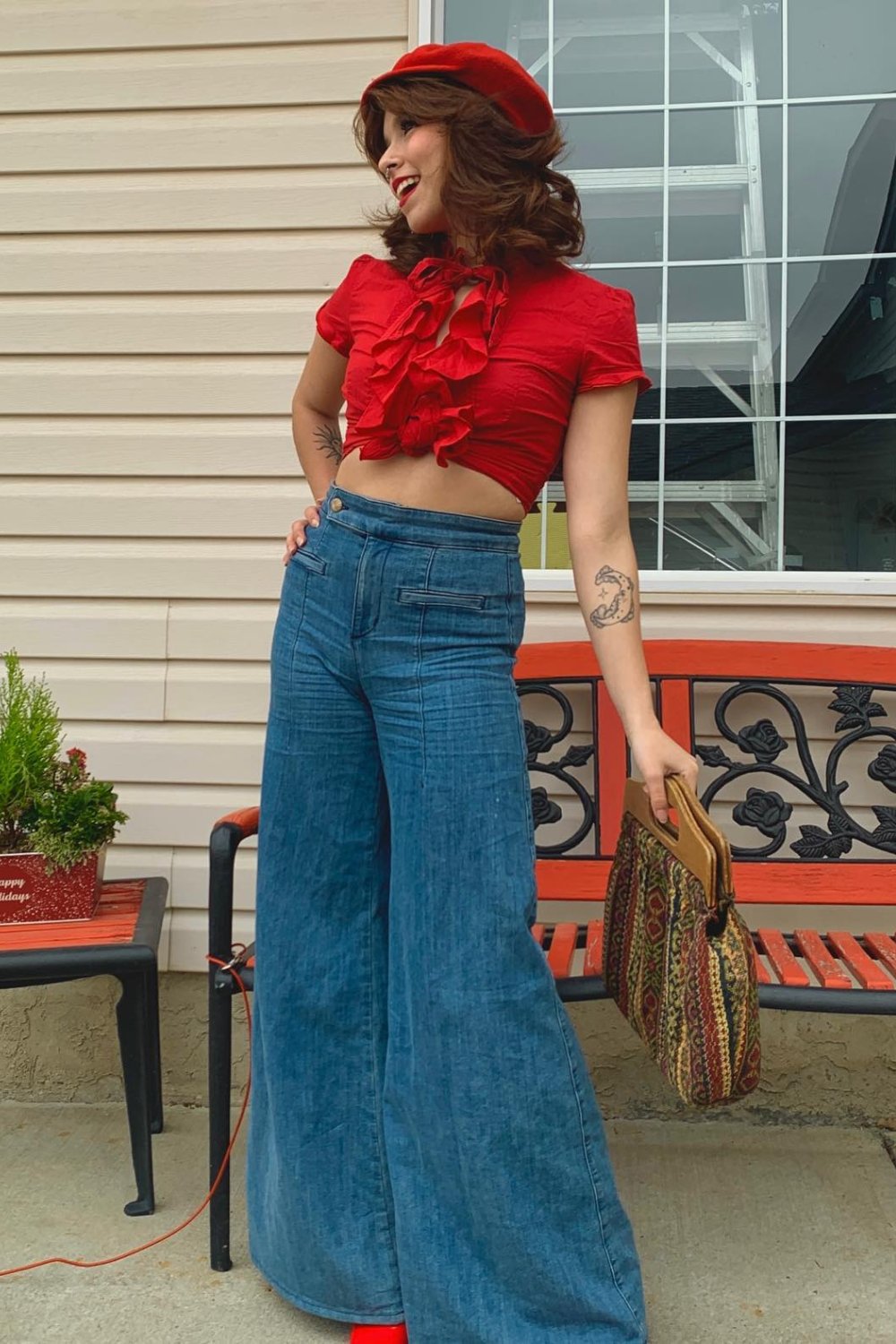 Crop Top and Wide-Leg Jeans