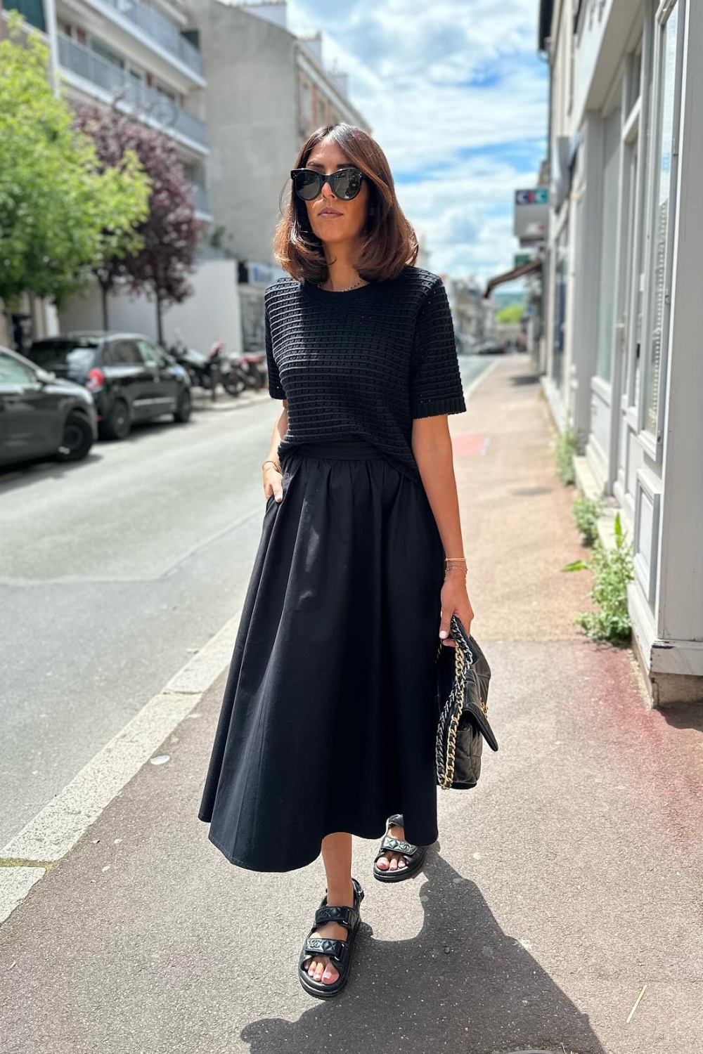 Textured Top and Midi Skirt