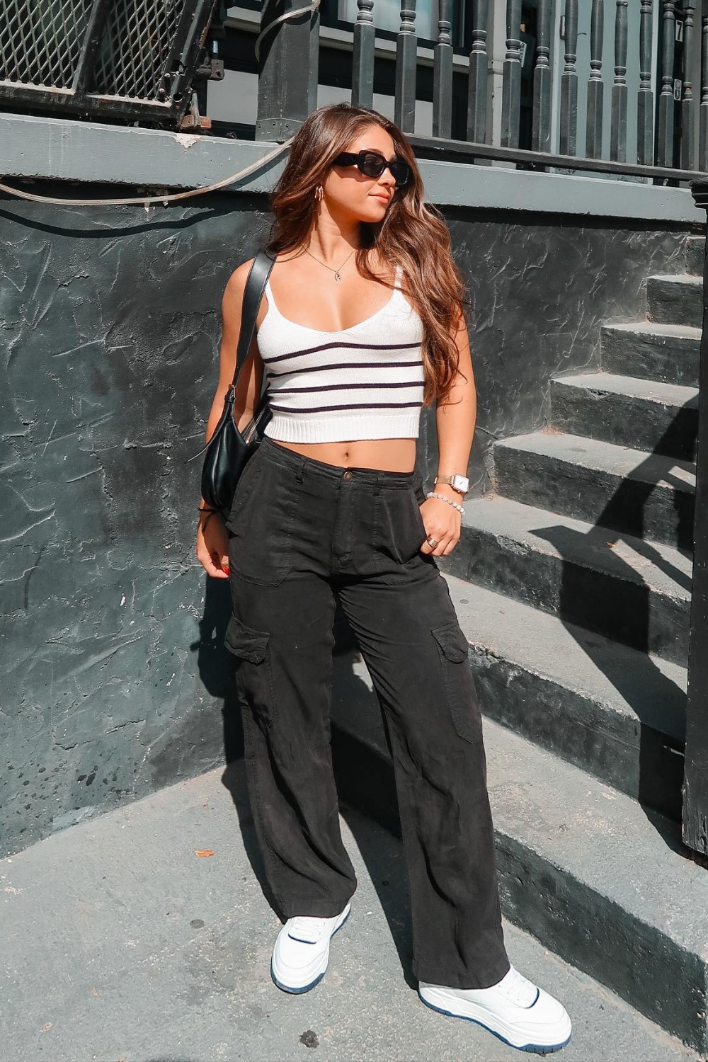 Striped Crop Top and Cargo Pants