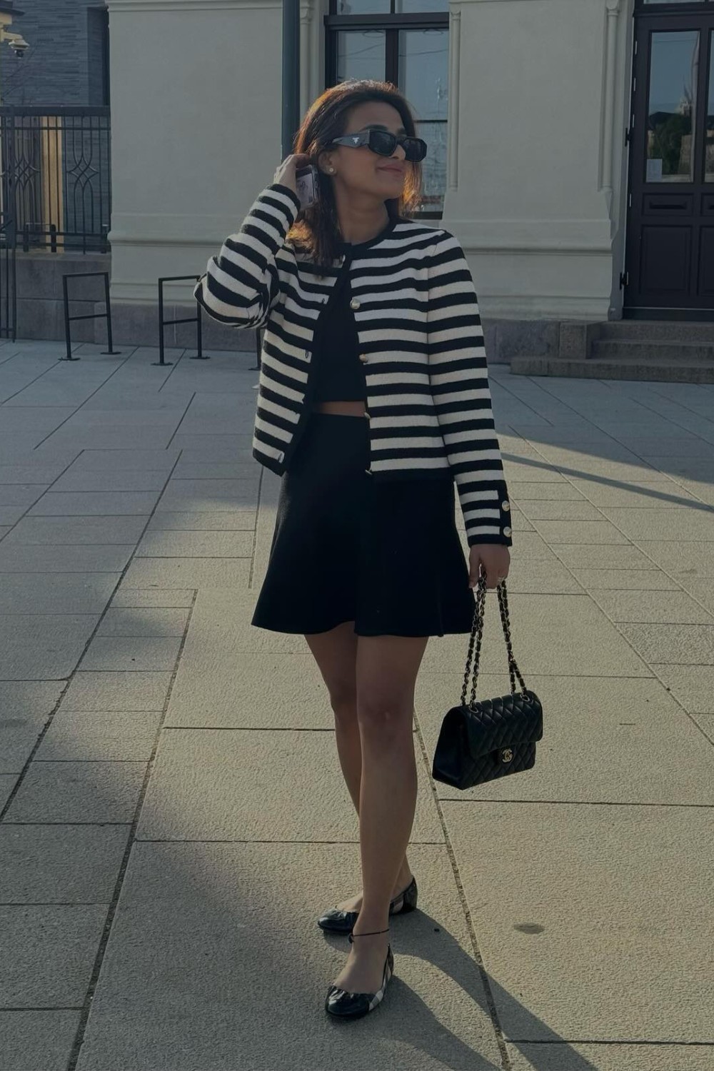 Striped Jacket and Mini Skirt