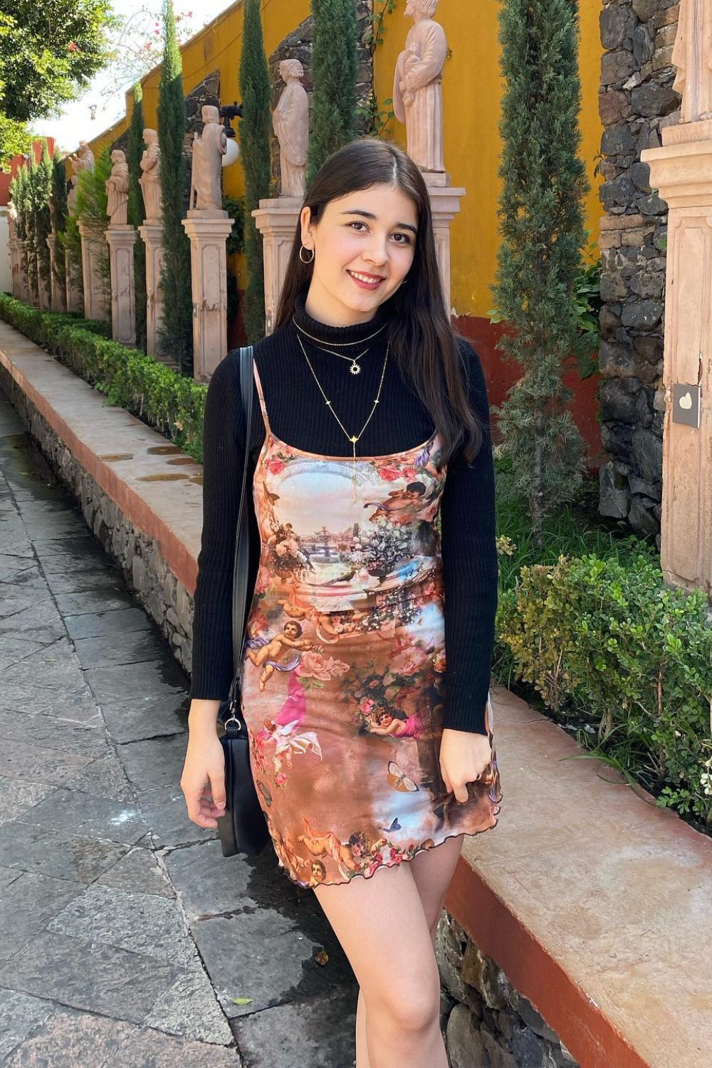 Floral Slip Dress and Turtleneck