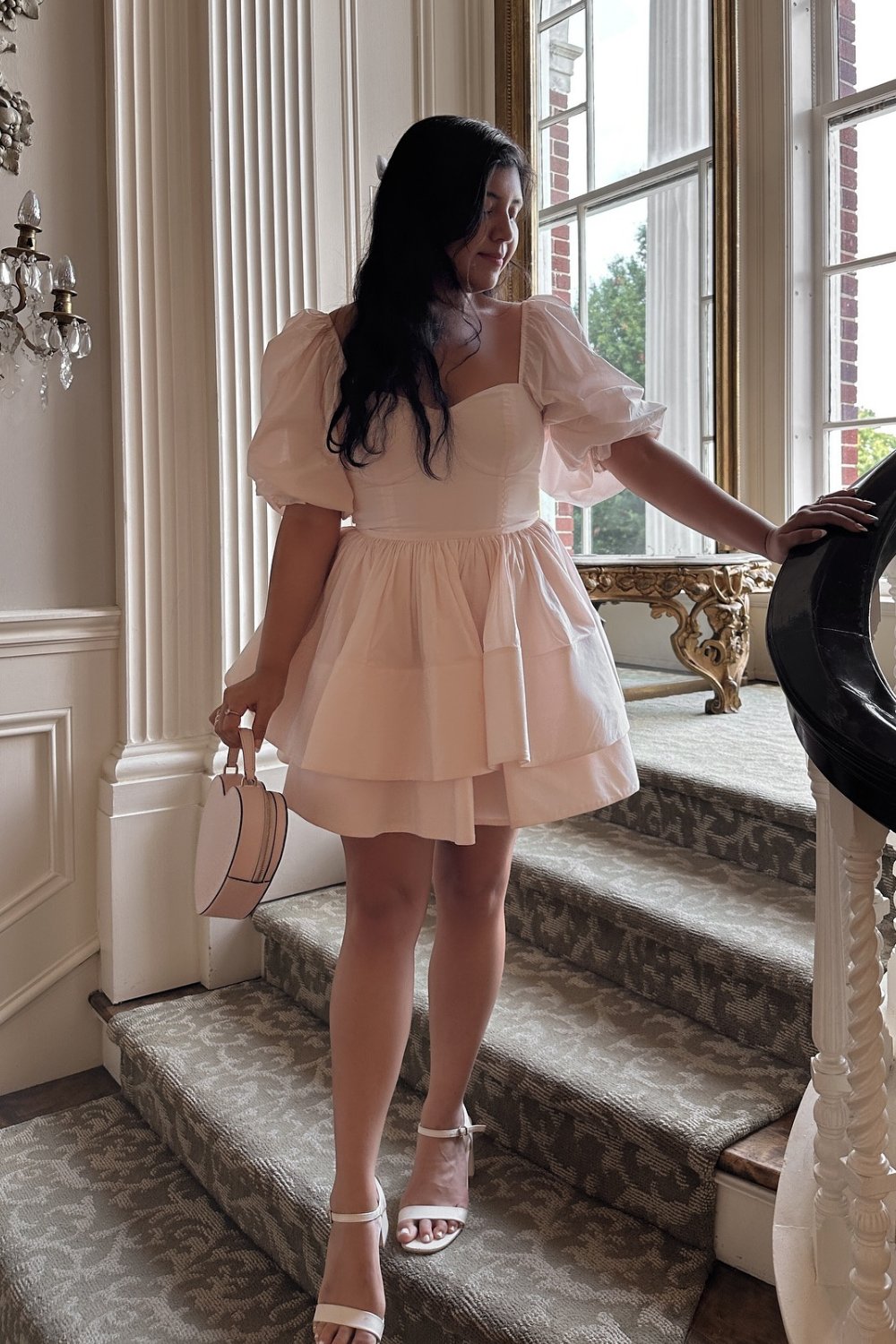 Pale Pink Puff Sleeve Dress