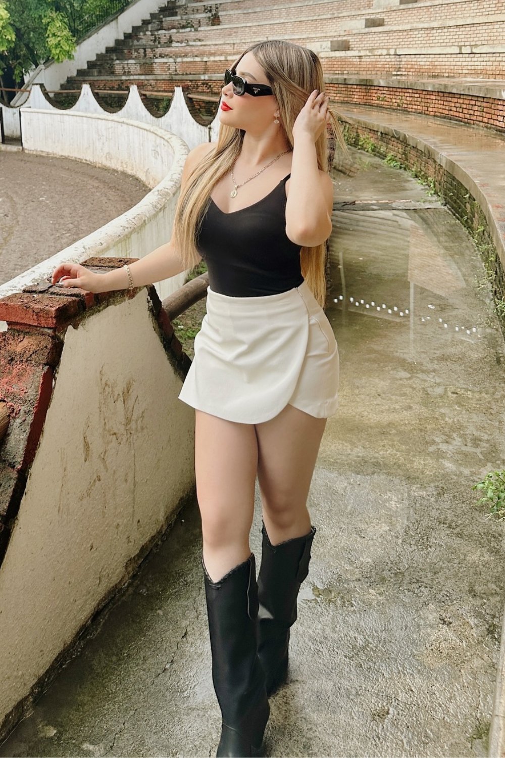 Black Tank & White Mini Skirt