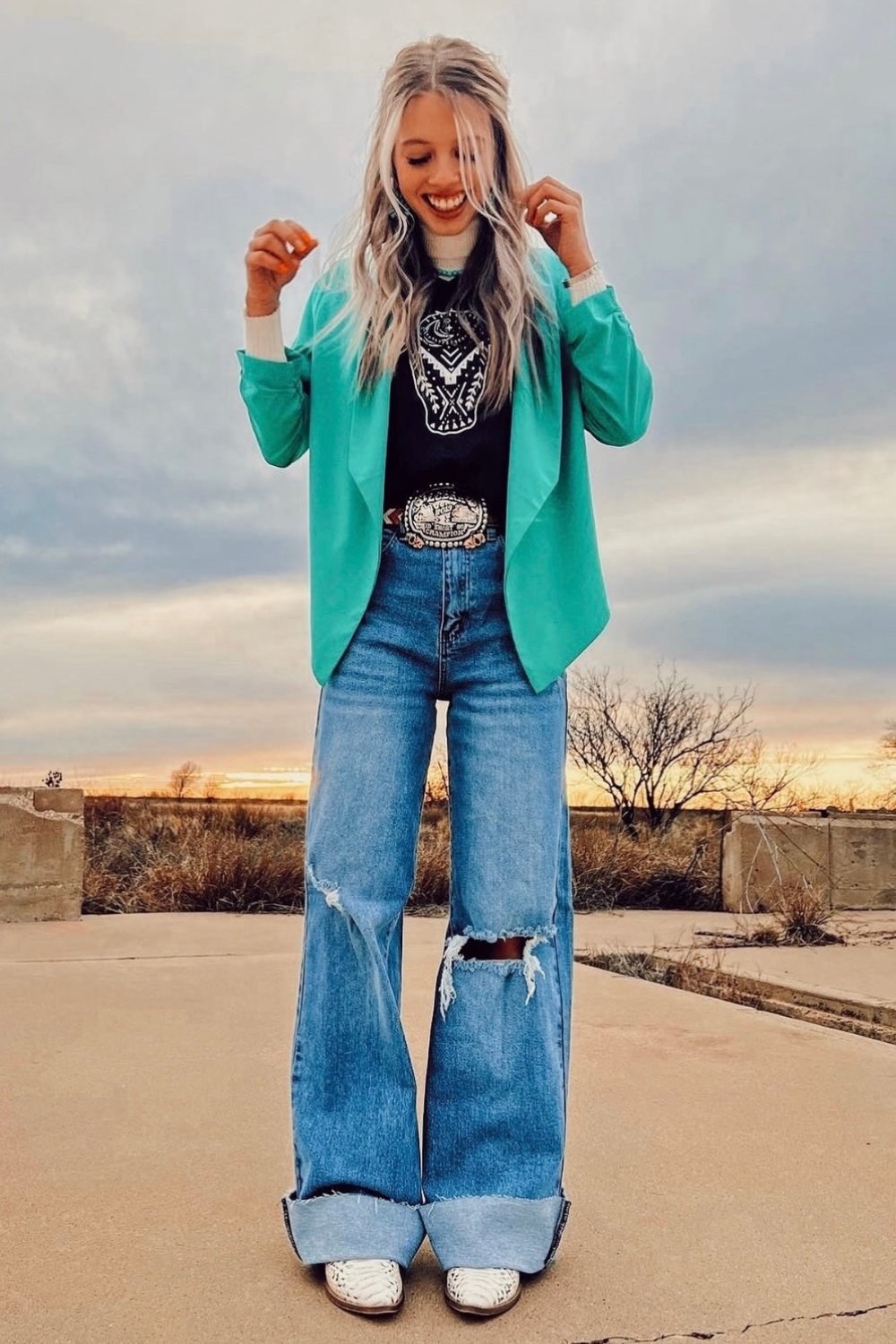 Turquoise Blazer & Silver Belt