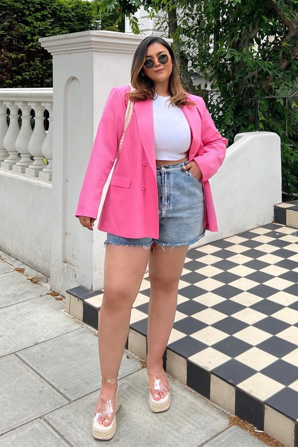 Pink Blazer and Crop Top