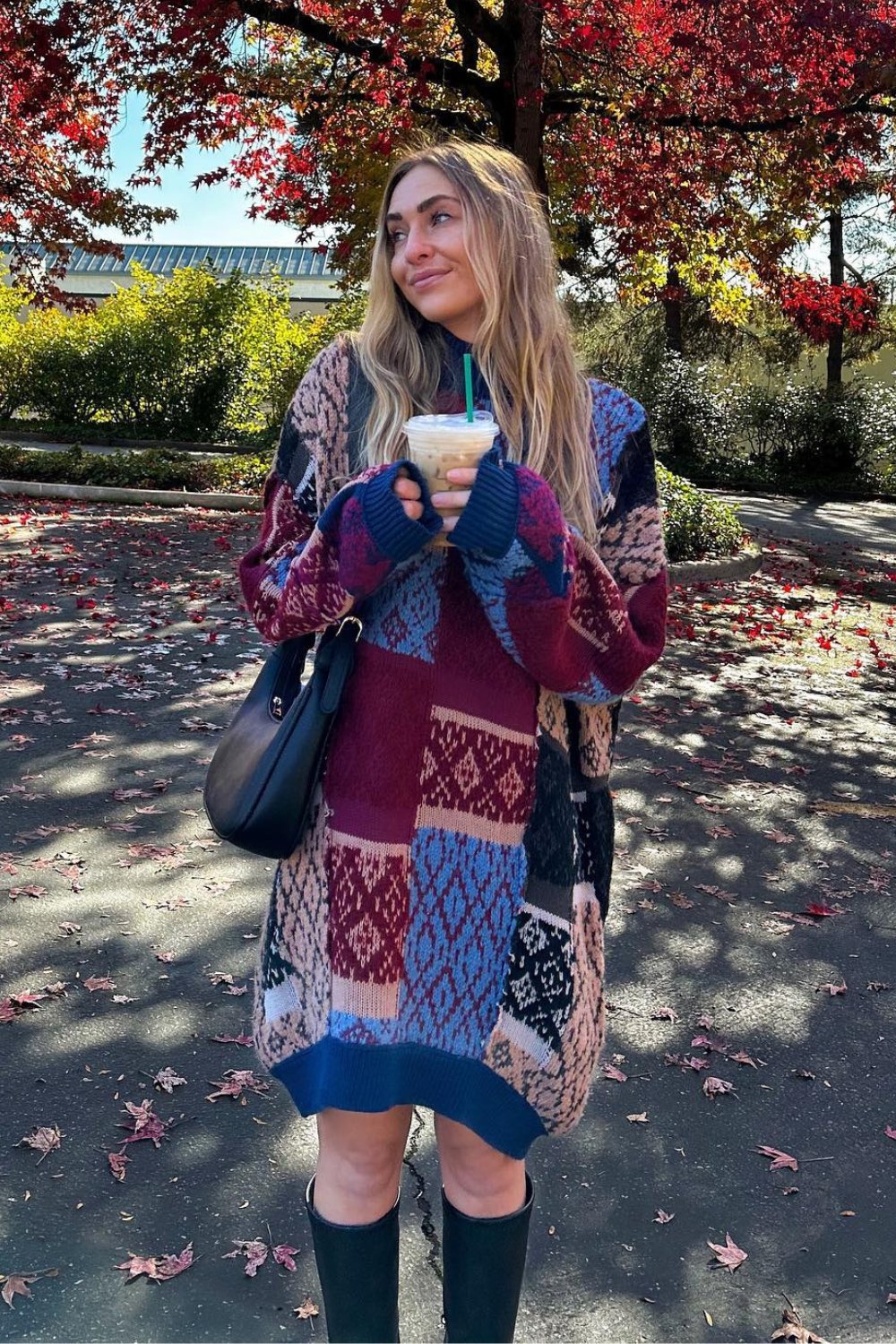 Multicolored Patchwork Sweater Dress