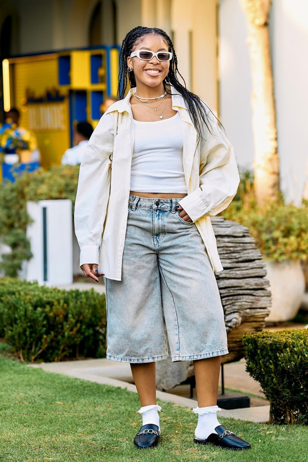 Oversized Button-Up and Denim Culottes