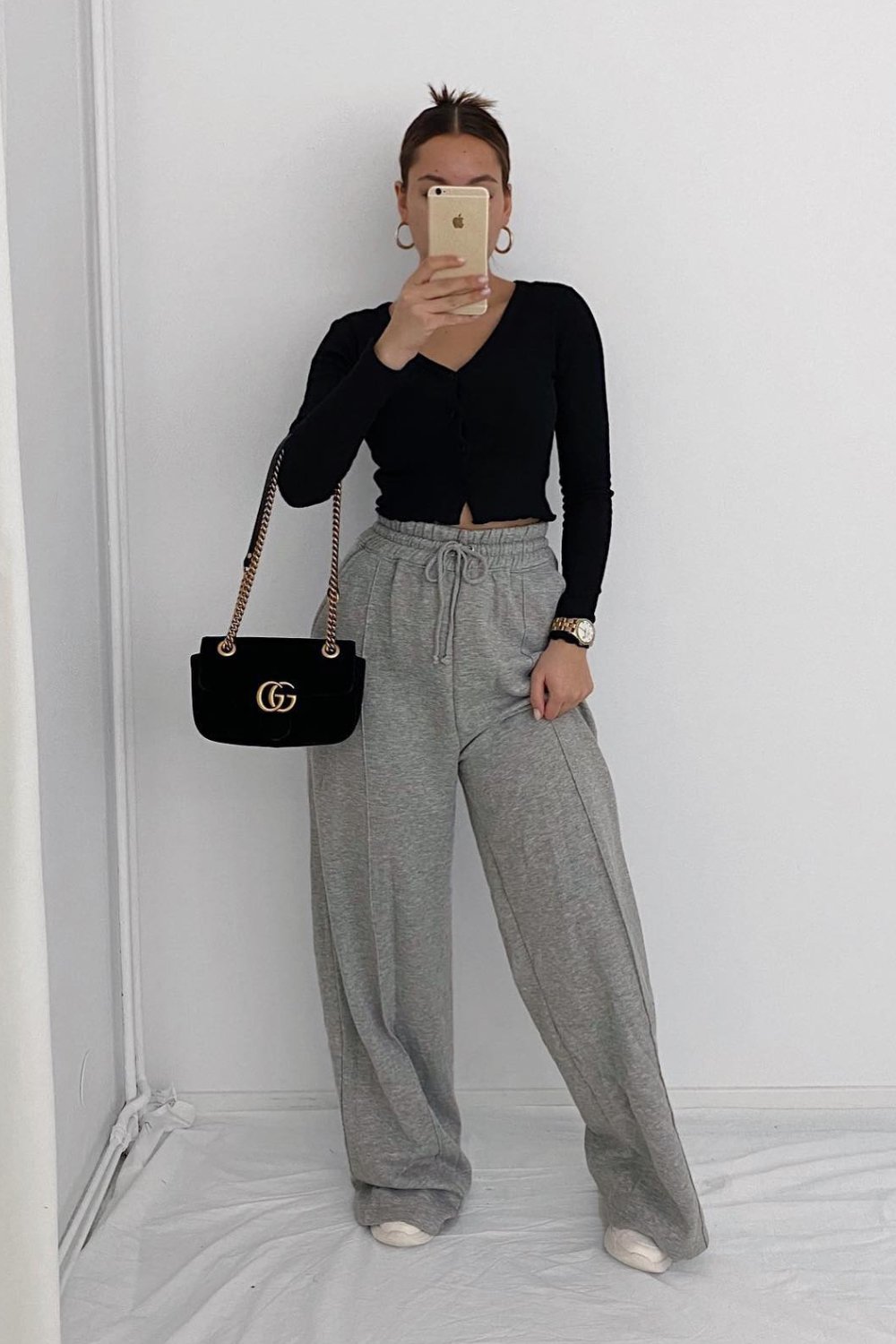 Black Crop and Gray Sweats