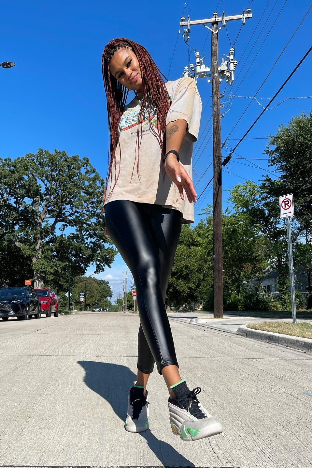 Graphic Tee and Faux Leather Leggings