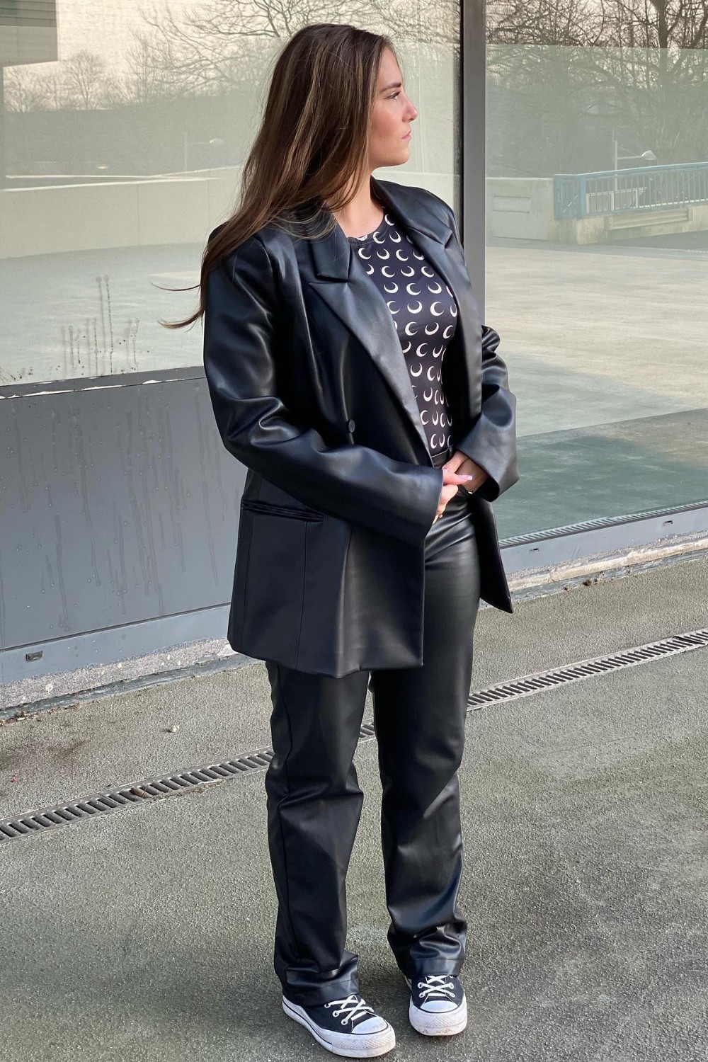 Black Leather Blazer and Pants