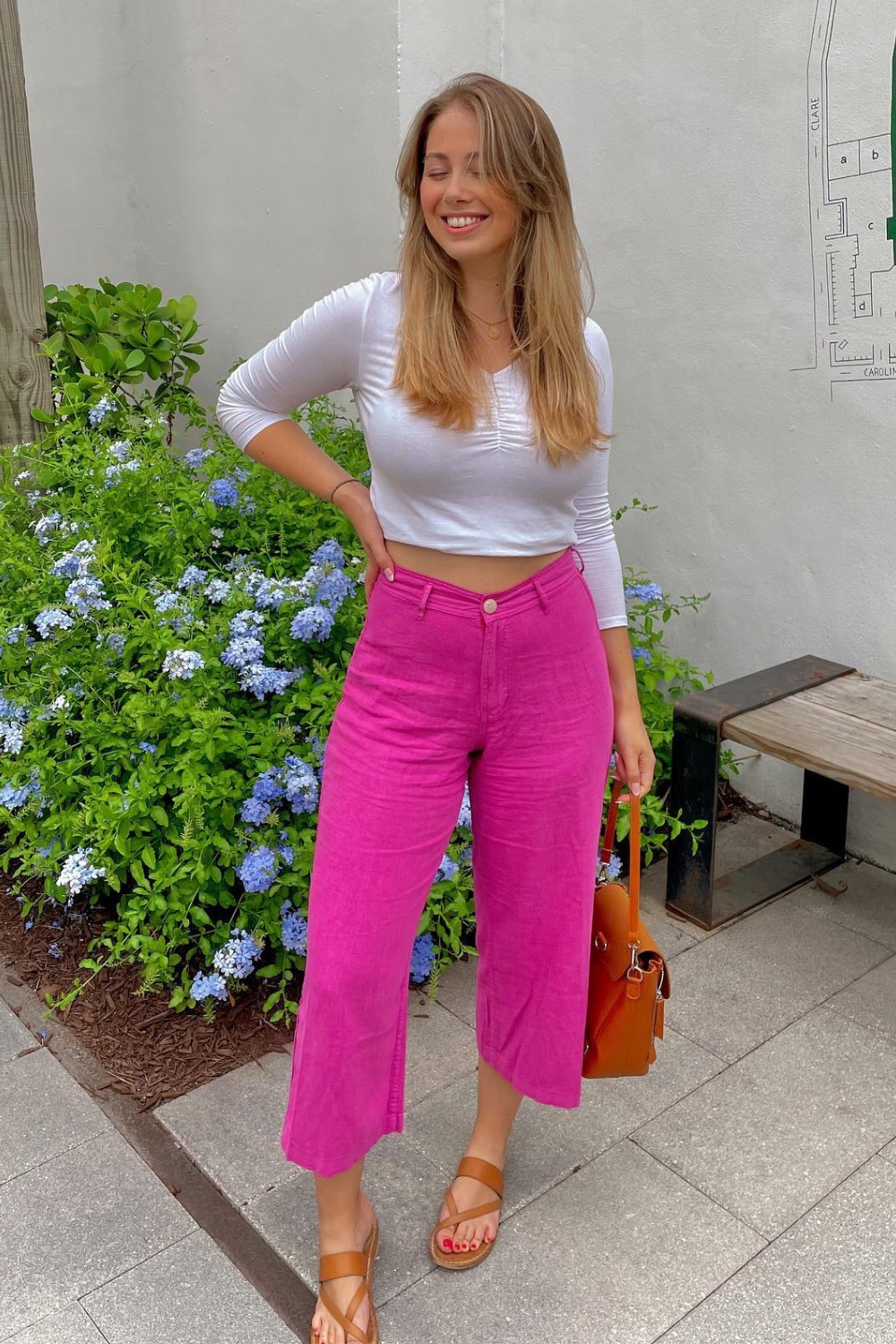 Summer Vibes: White Ruched Top and Hot Pink Pants