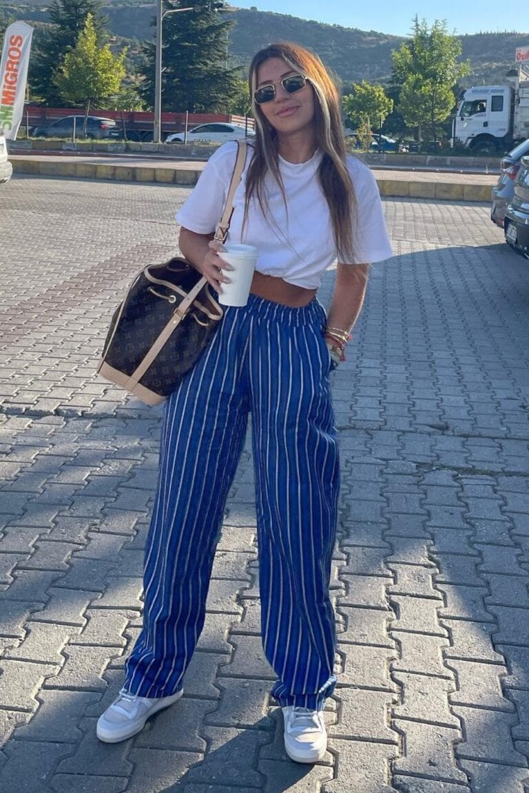 Stripe Collared Pants Set