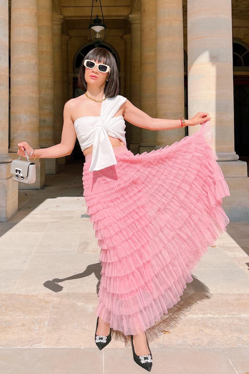 Modern Princess: One-Shoulder Top and Tiered Skirt