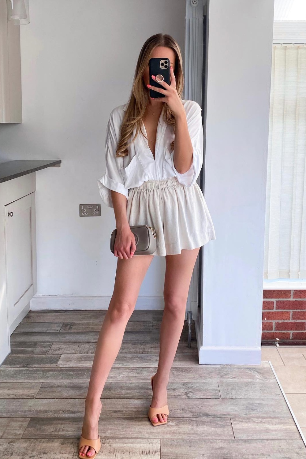 Plunging Wrap Top and High-Waisted Shorts