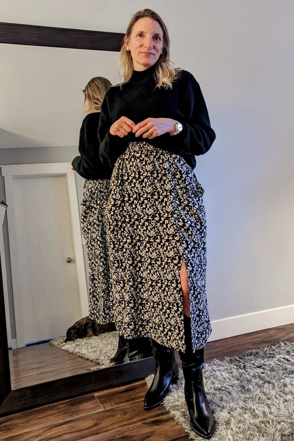 Boho Winter: Turtleneck and Floral Maxi