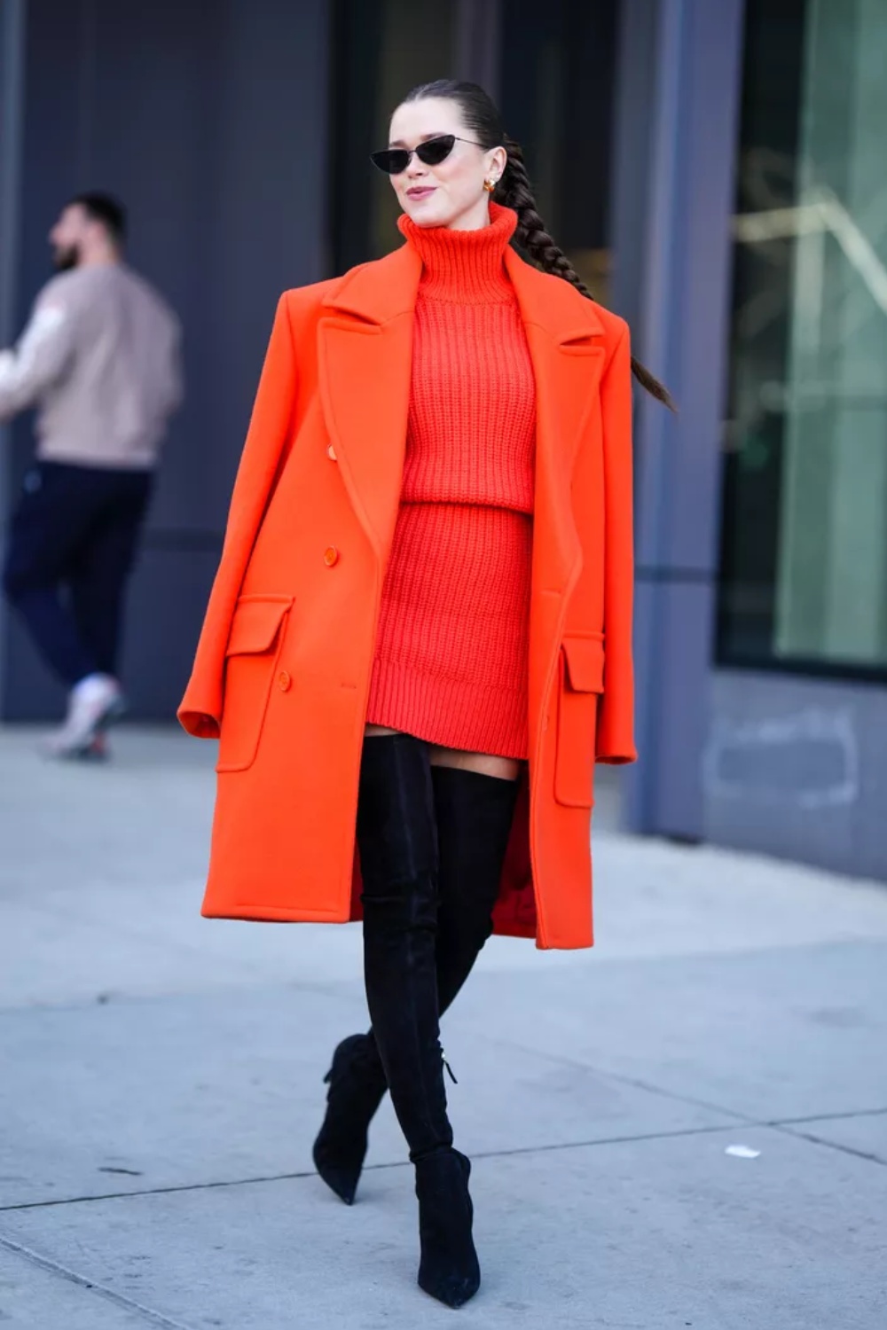 Bold and Bright: Oversized Coat and Sweater Dress