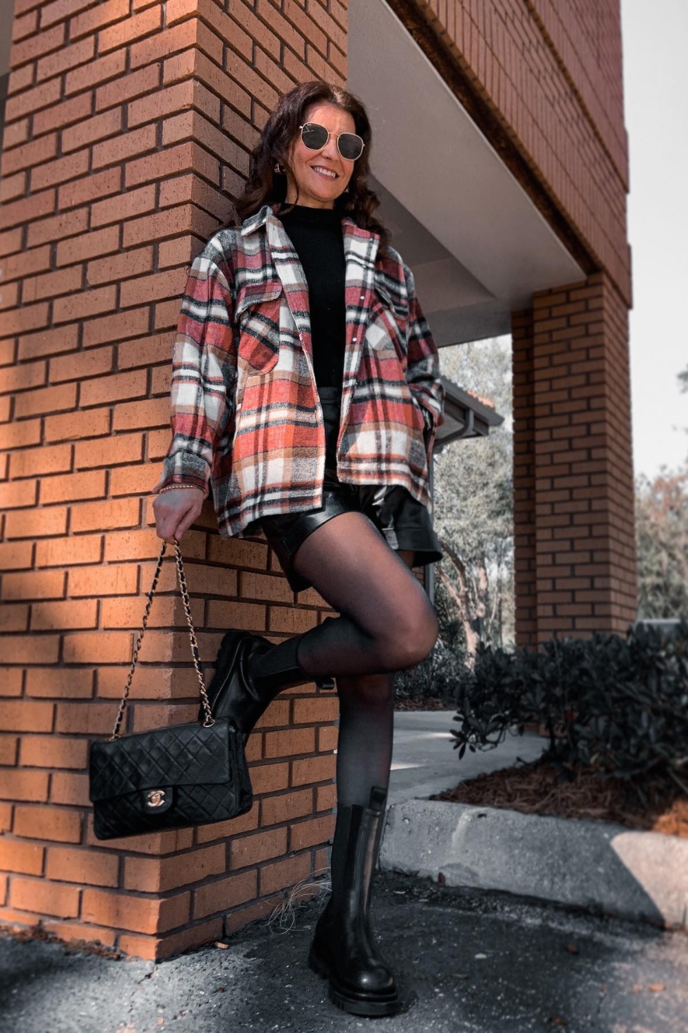 Layered Look: Plaid Shirt Jacket and Turtleneck