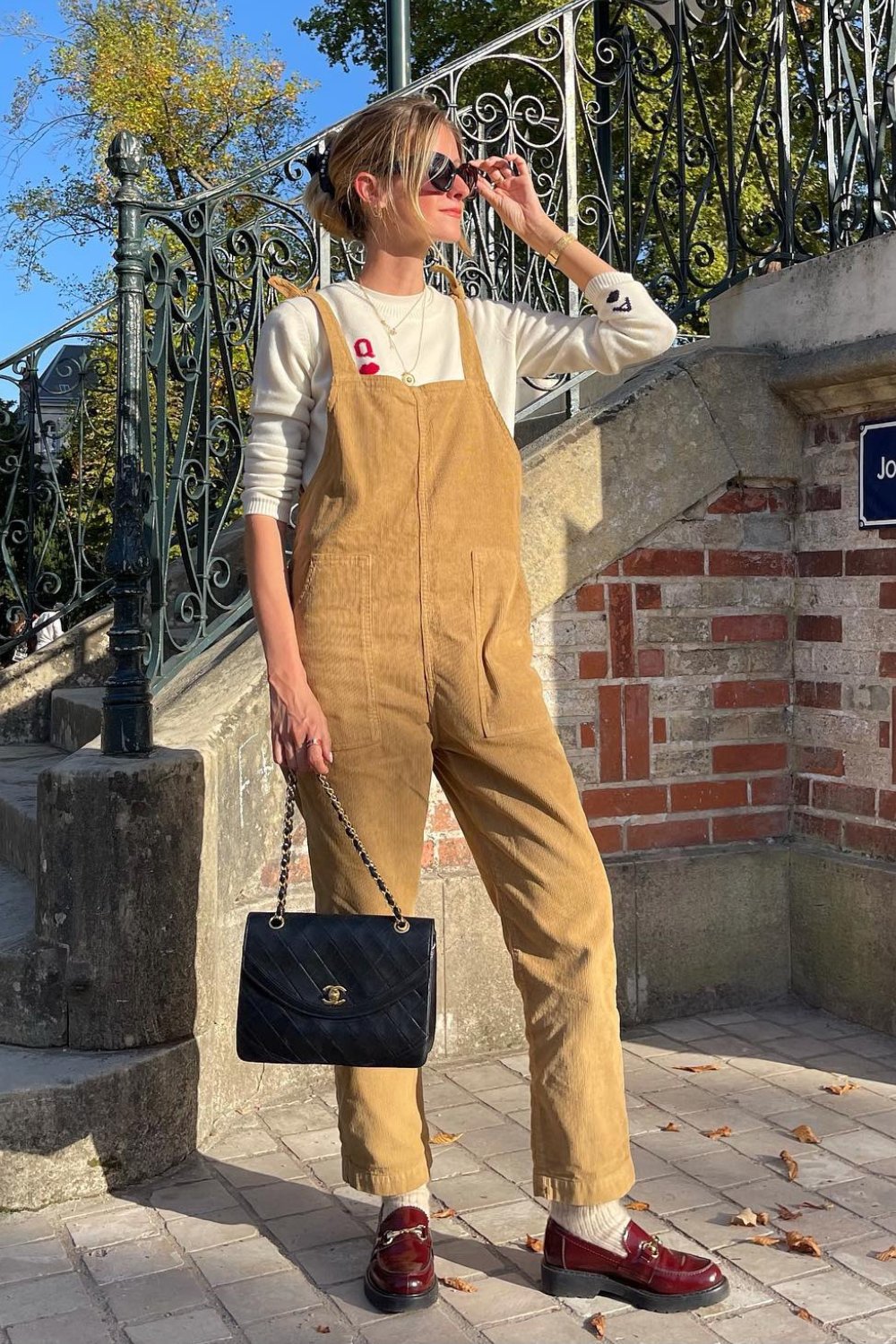 Playful Preppy: Corduroy Overalls and Knit