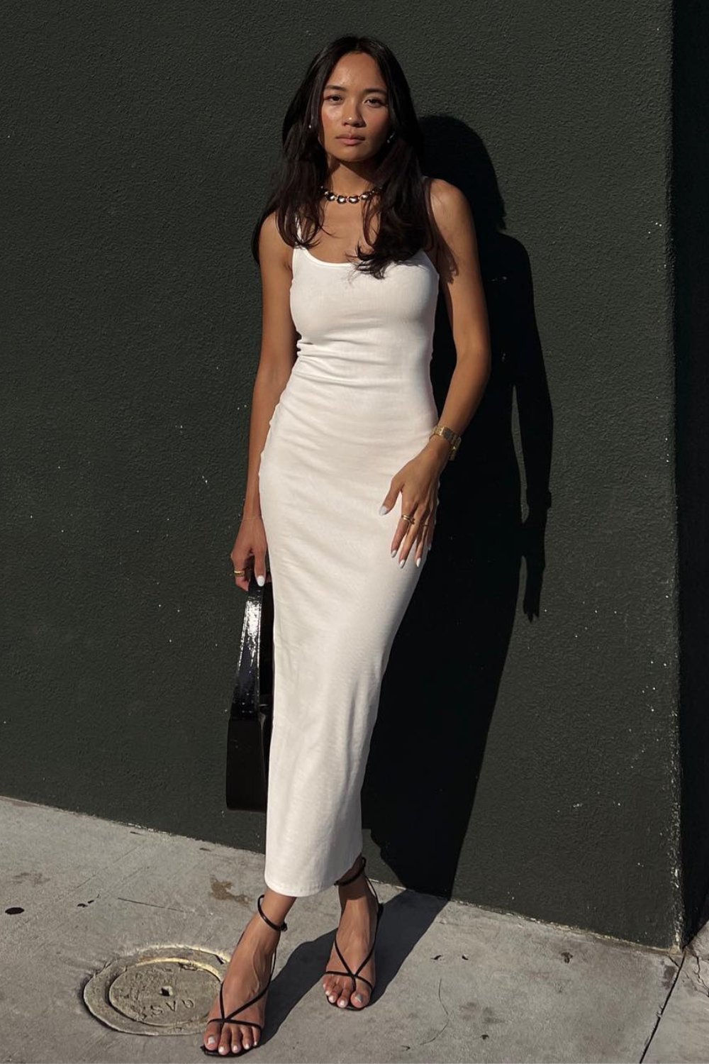 White Sleeveless Bodycon Maxi Dress