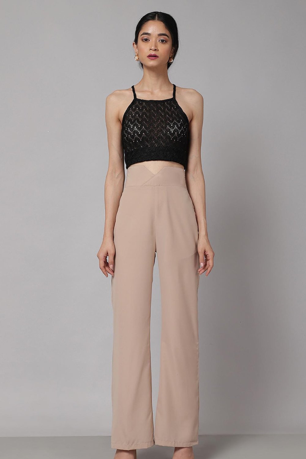 Black Halter crop top with pants