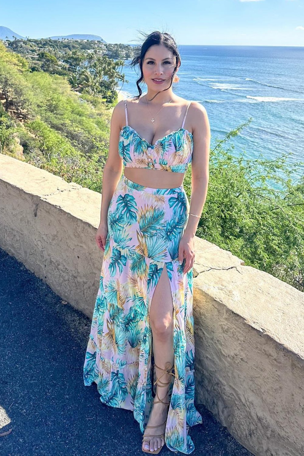 Tropical Print Crop Top and Matching Maxi Skirt