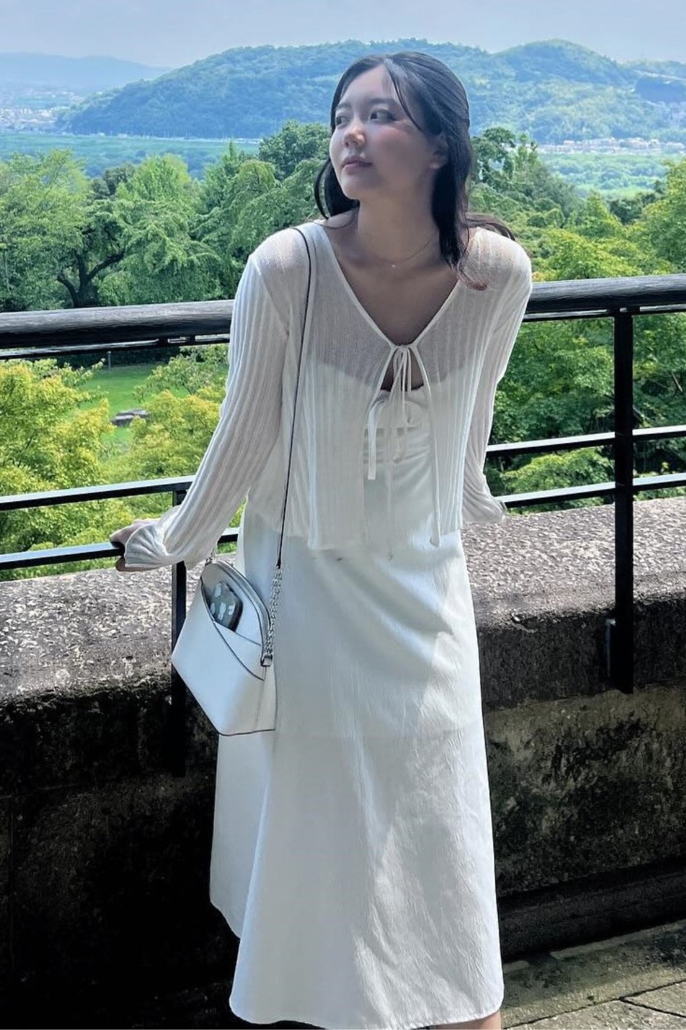 White Maxi Dress and Sheer Shrug