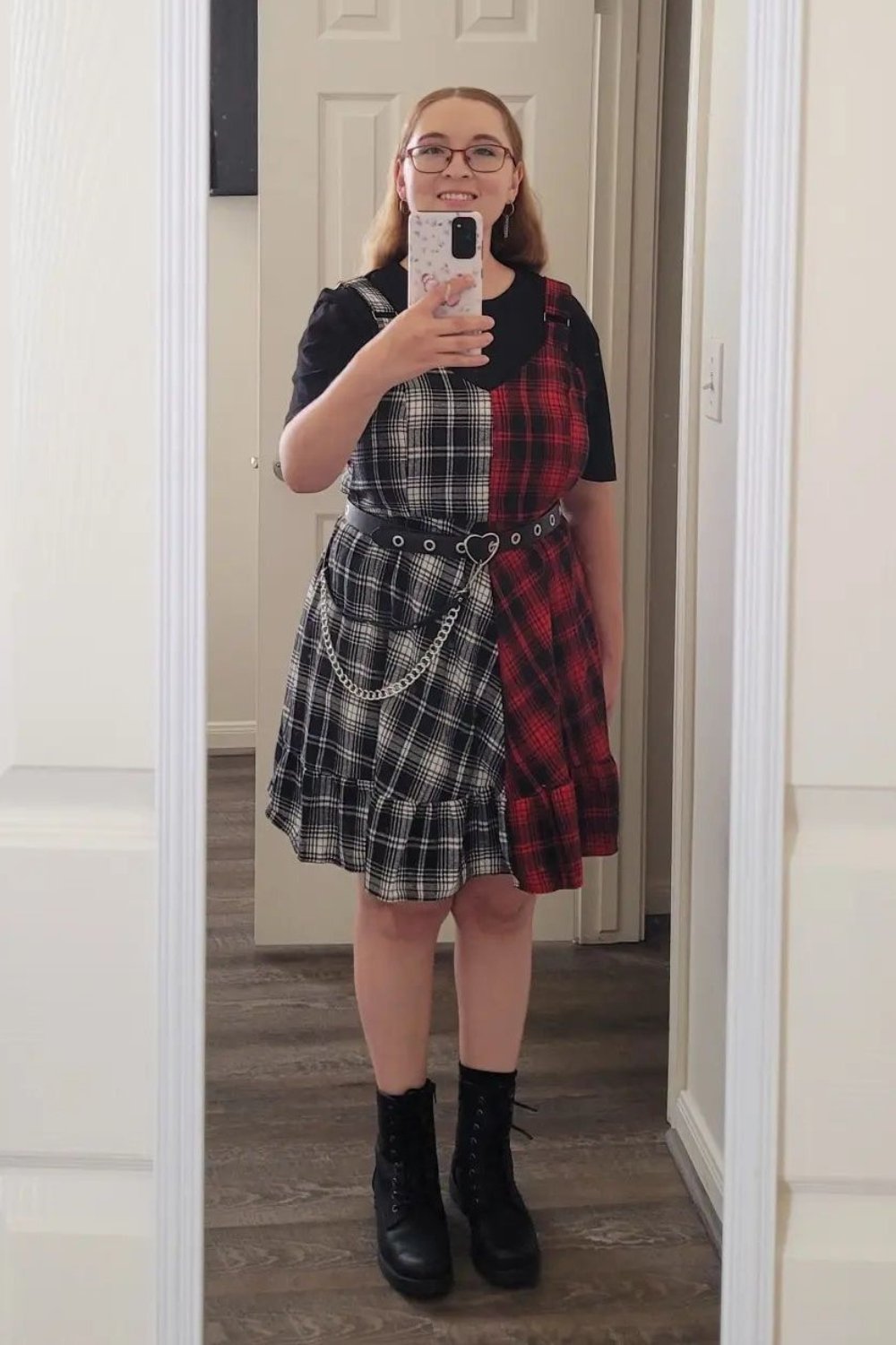 Dark Plaid Dress Set