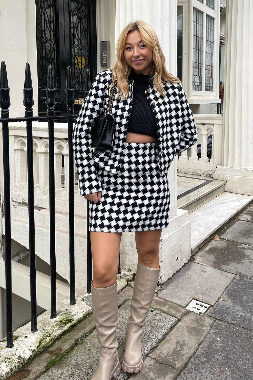 Checkered Blazer and Matching Mini Skirt