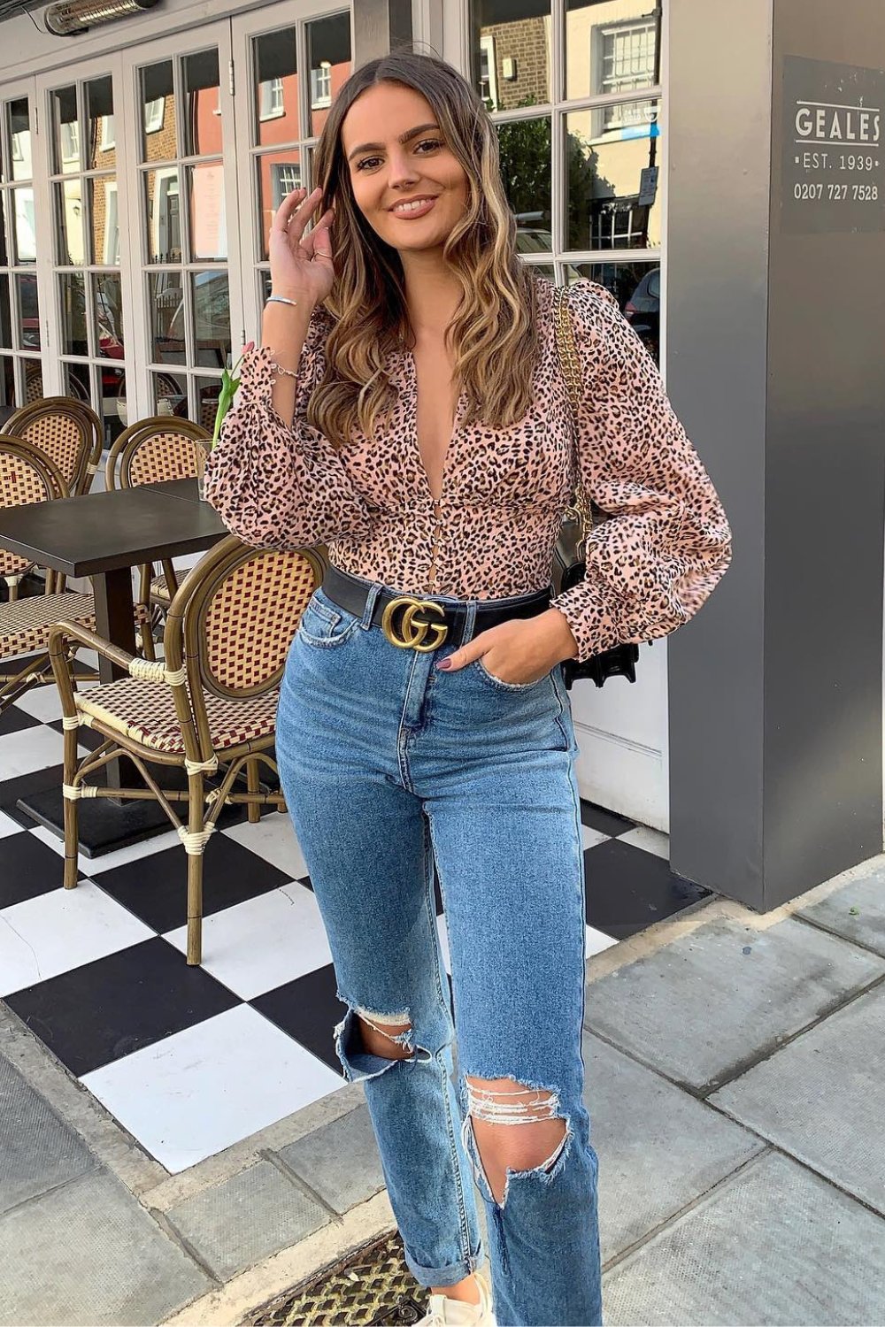 Leopard Print Blouse and Distressed Jeans