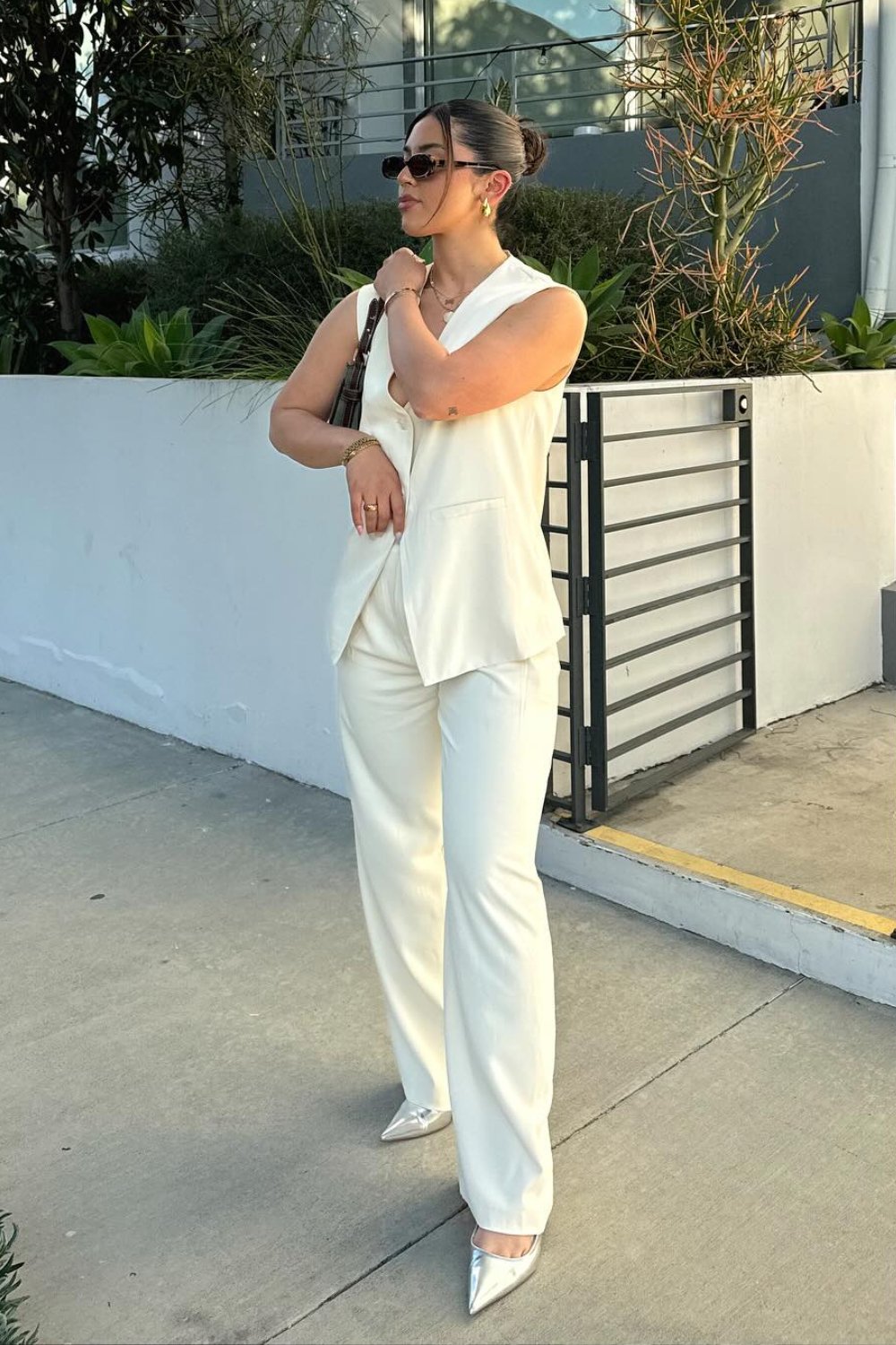 White Vest & Wide-Leg Trousers